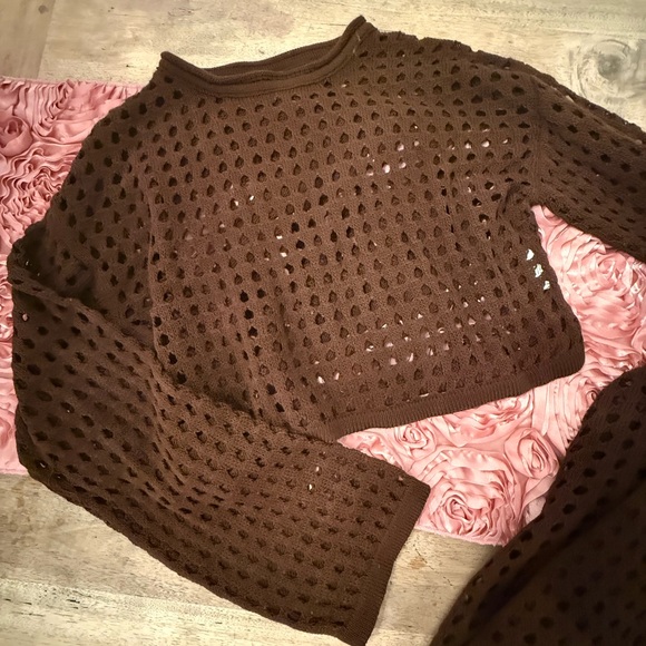 NWOT Brown Crochet Skirt Set - Picture 2 of 7